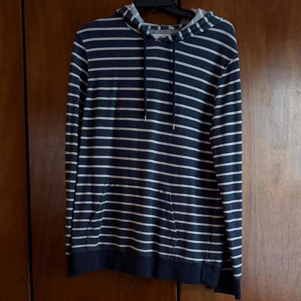 On the Byas Navy and White Striped Hoodie
